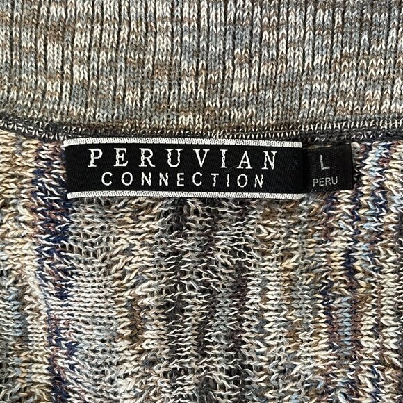 Peruvian Connection Women's Cardigan Large Short Sleeve Gray Knit Long V-Neck - Picture 4 of 7